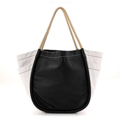 Proenza Schouler Nappa Colorblock Large Side Pockets Tote Black White 1 of 9