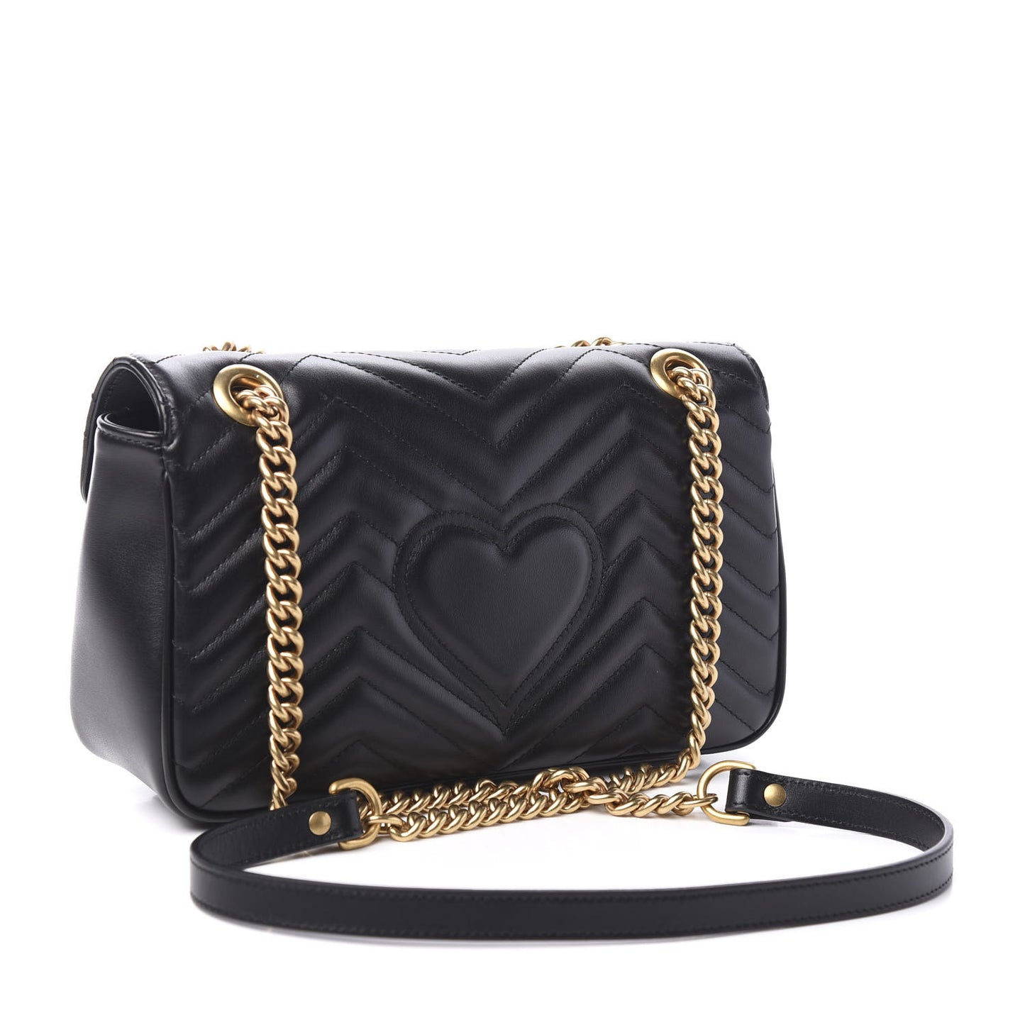 Calfskin Matelasse Small GG Marmont Shoulder Bag Black