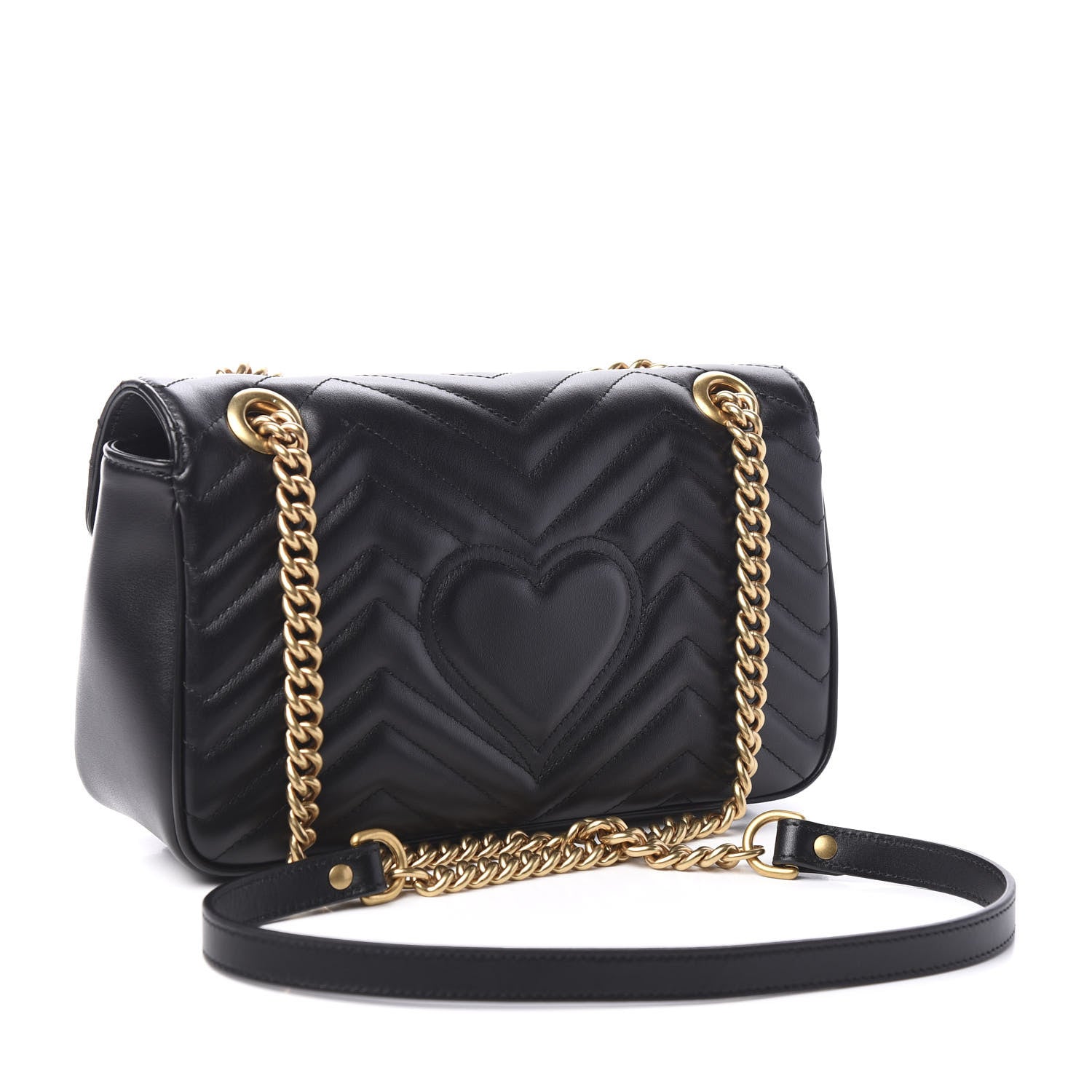 Gucci Calfskin Matelasse Small GG Marmont Shoulder Bag Black 2 of 10