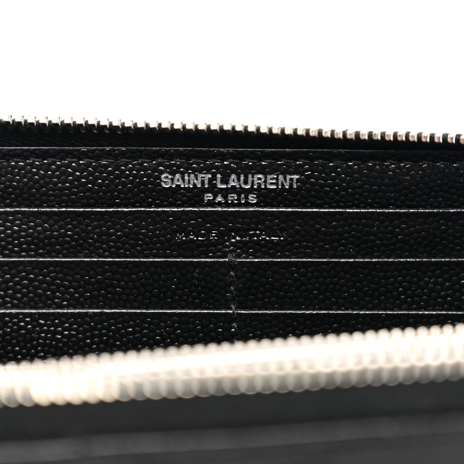 Saint Laurent Grain De Poudre Matelasse Chevron Monogram Zip Around Wallet Black 6 of 8