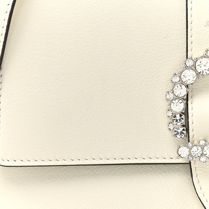 Jimmy Choo Calfskin Crystal Medium Cheri Top Handle Bag Milk 8 of 16