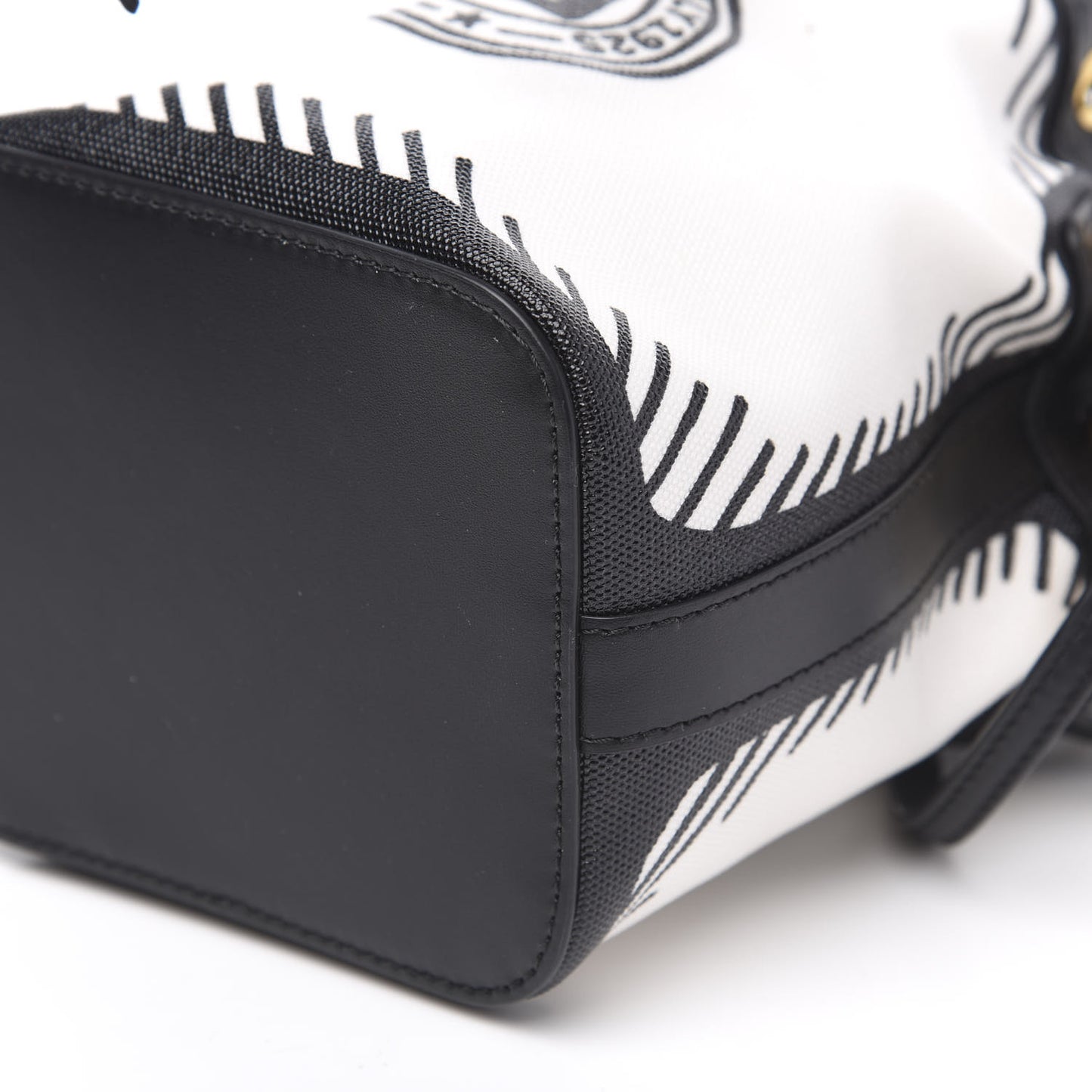 X JOSHUA VIDES Canvas Calfskin F is Mini Mon Tresor Bucket Bag White Black