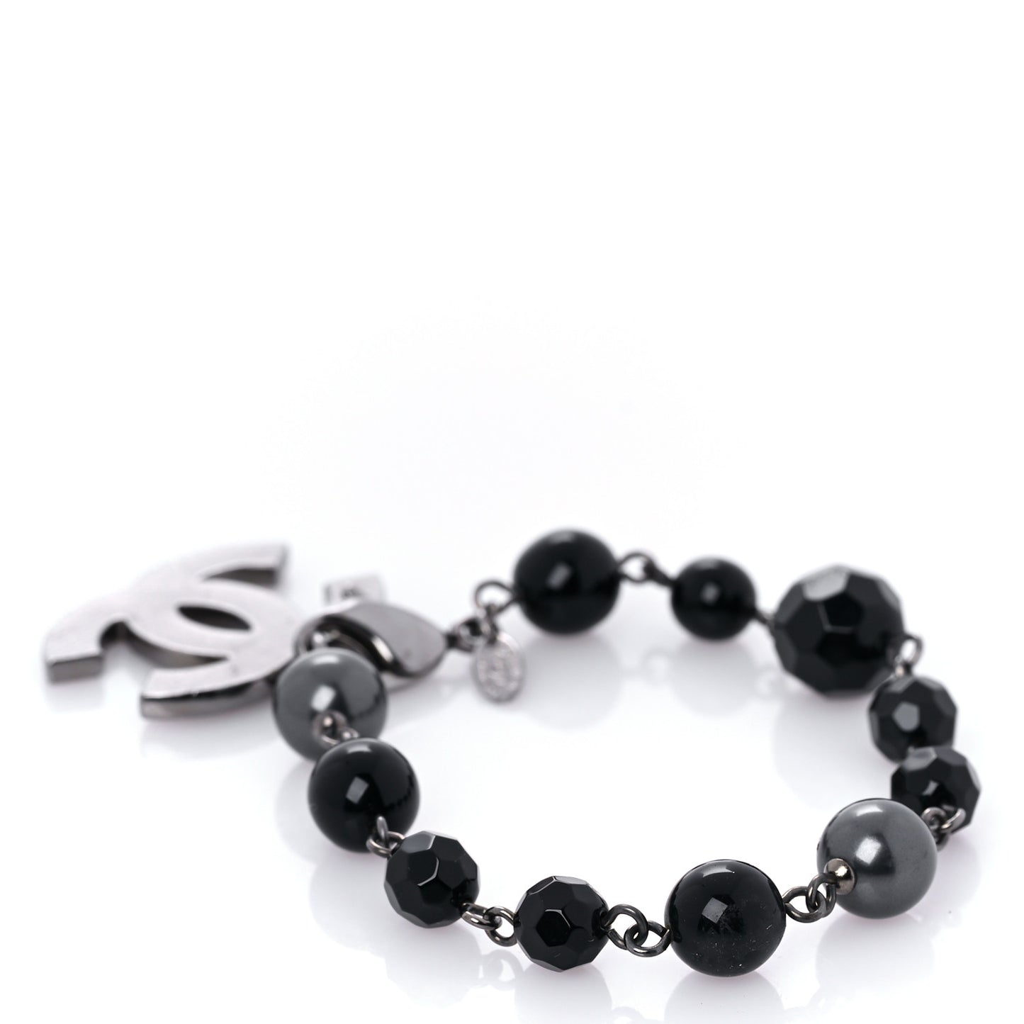 Pearl Beaded CC Bracelet Black