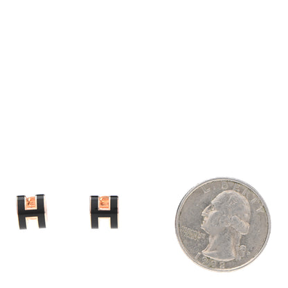 Hermes Rose Gold Lacquered Mini Pop H Earrings Black 2 of 5