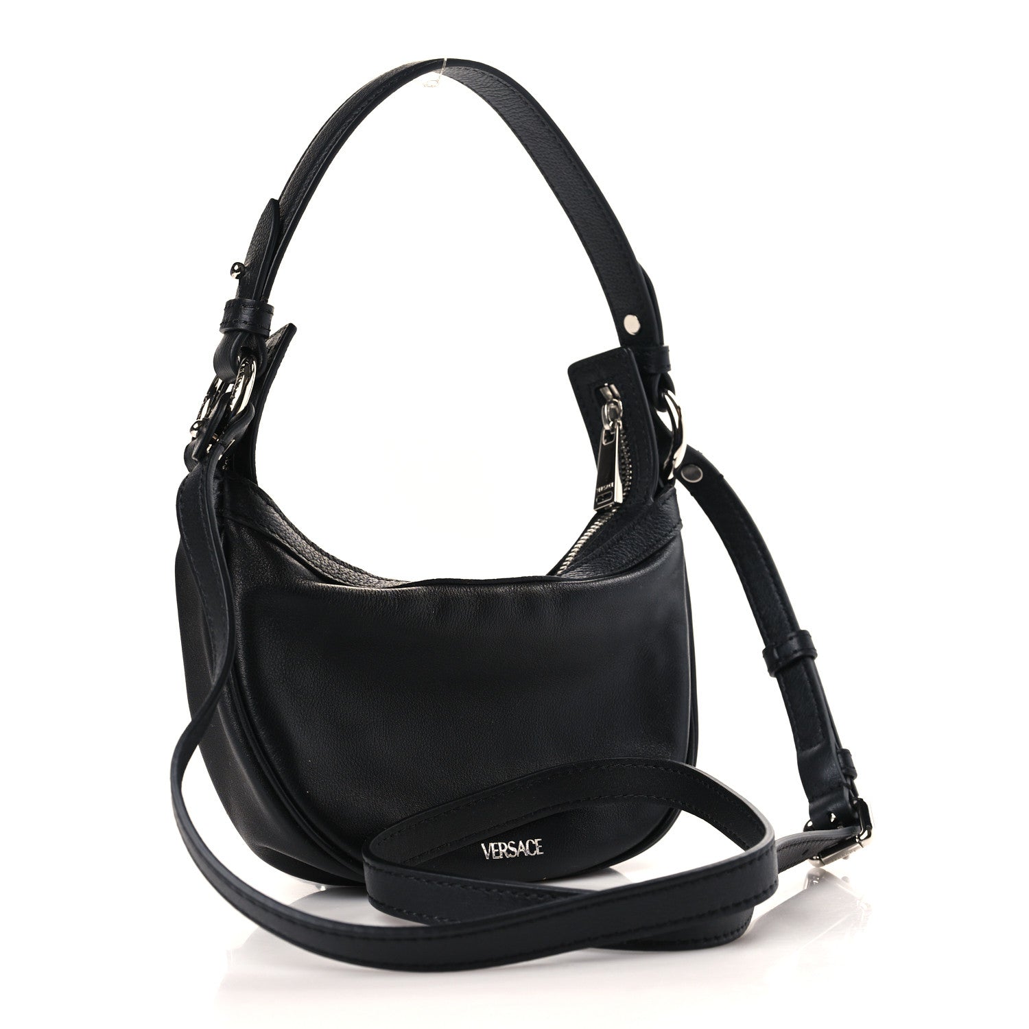 Versace Calfskin Mini Repeat Zip Hobo Black 3 of 8