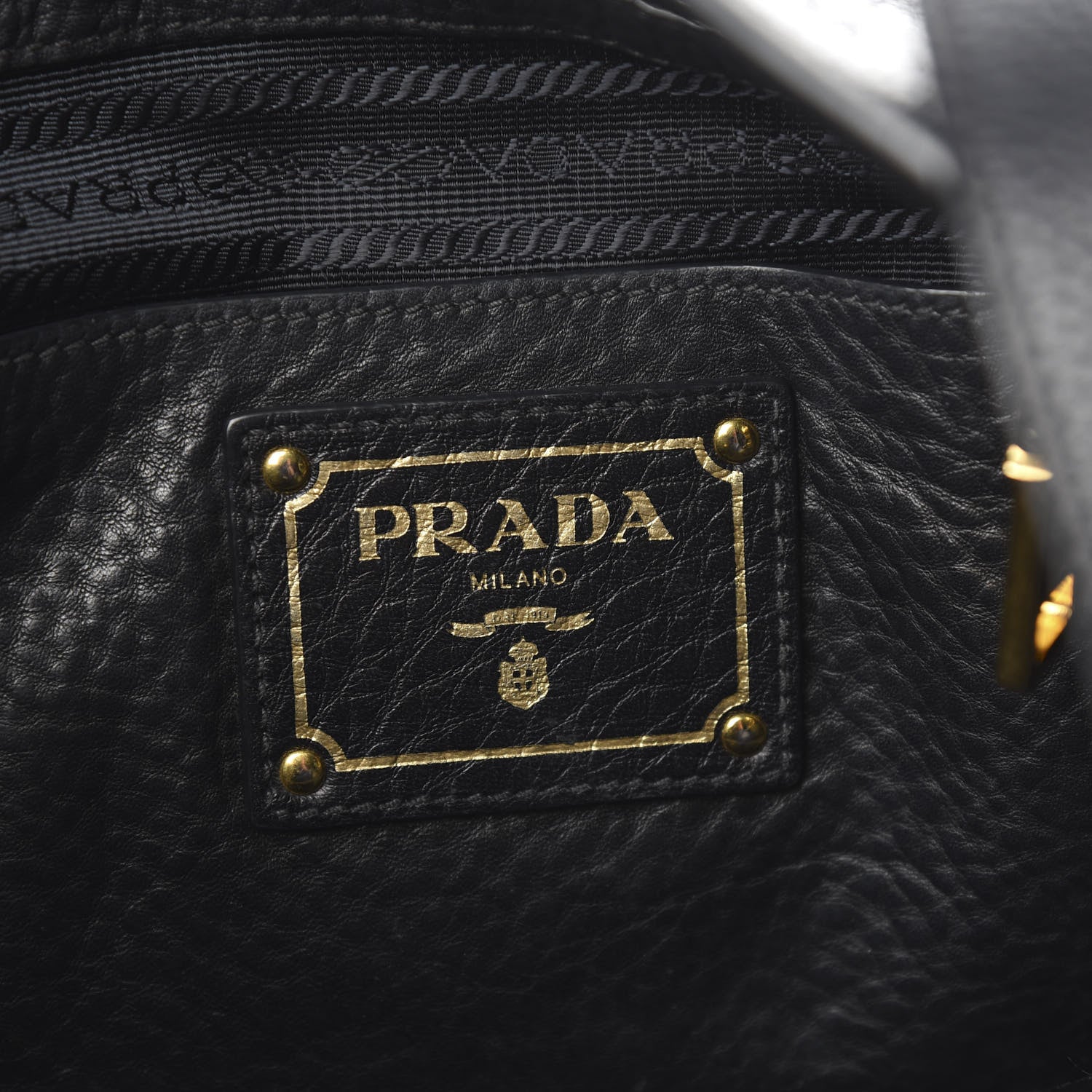 Prada Vitello Daino Side Pocket Tote Black 6 of 12