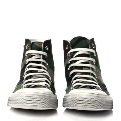 Saint Laurent Distressed Canvas Camouflage Print Bedford Hightop Sneakers 36 2 of 12