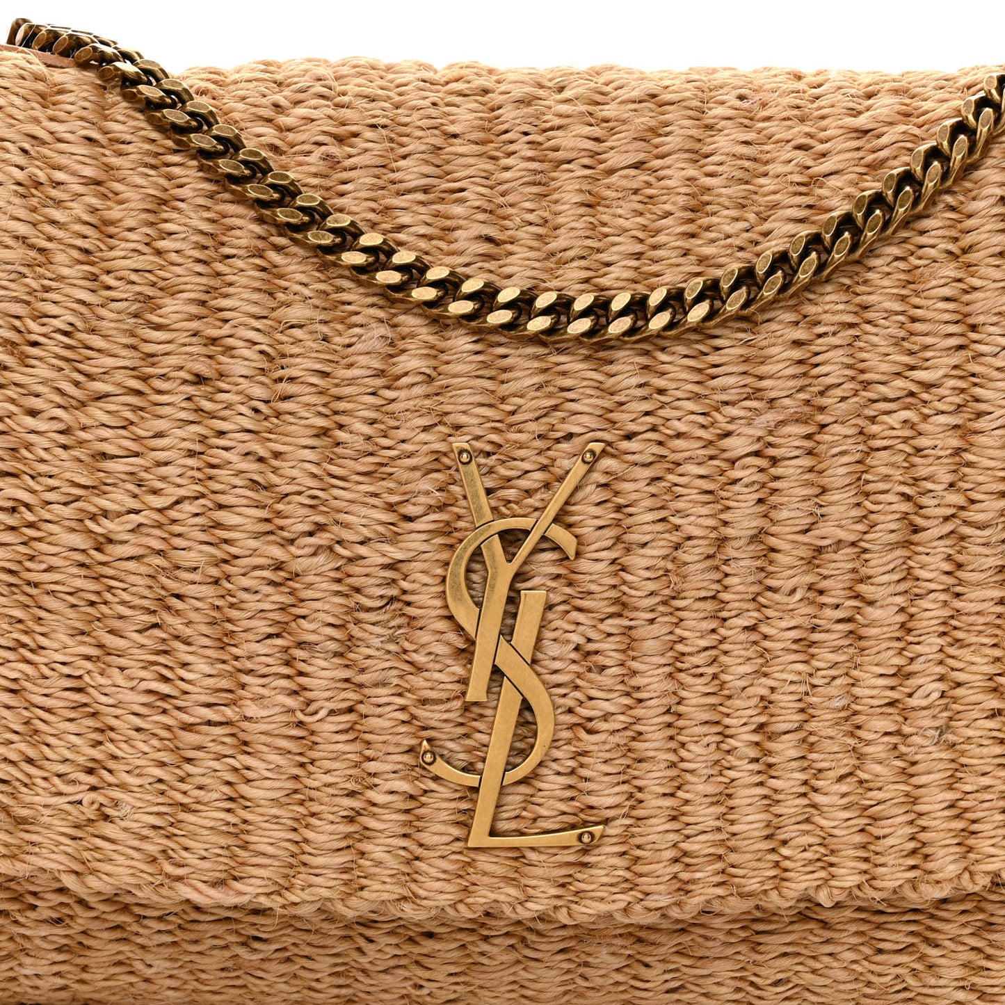 Raffia Medium Monogram Kate Satchel Natural