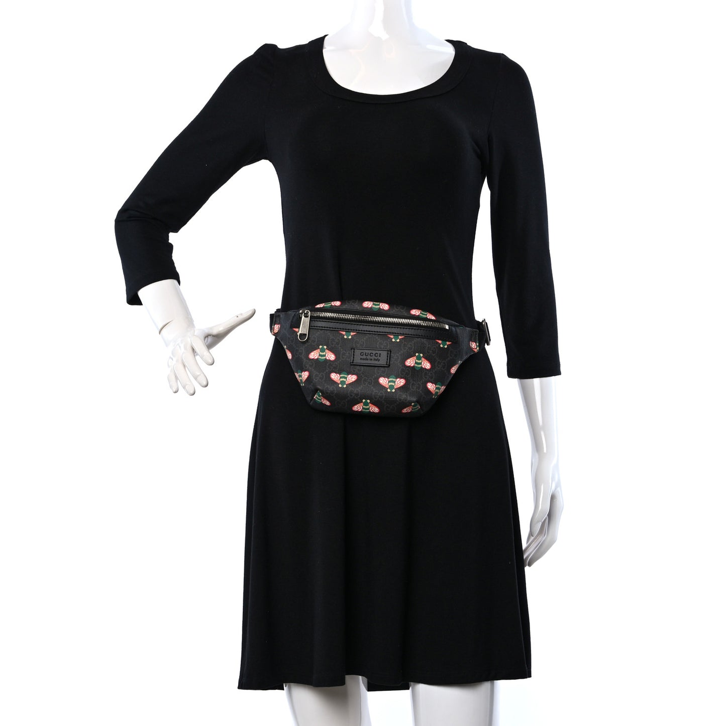 GG Supreme Monogram Bee Multicolor Appia Calfskin Belt Bag Black Multicolor