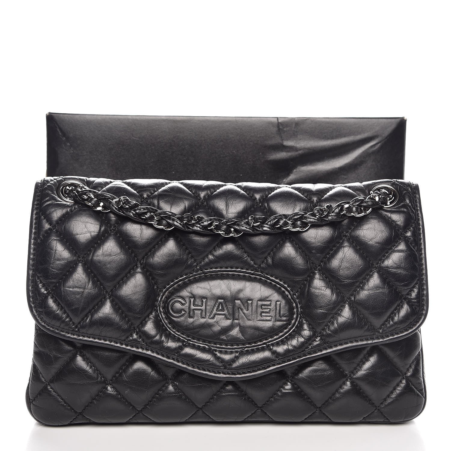 Chanel Aged Calfskin Vintage Ligne Flap Black 8 of 8