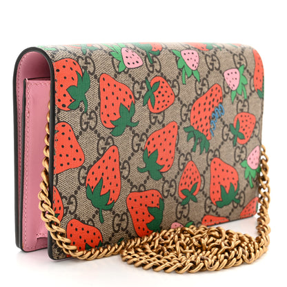 Gucci GG Supreme Monogram Strawberry Chain Wallet 3 of 10