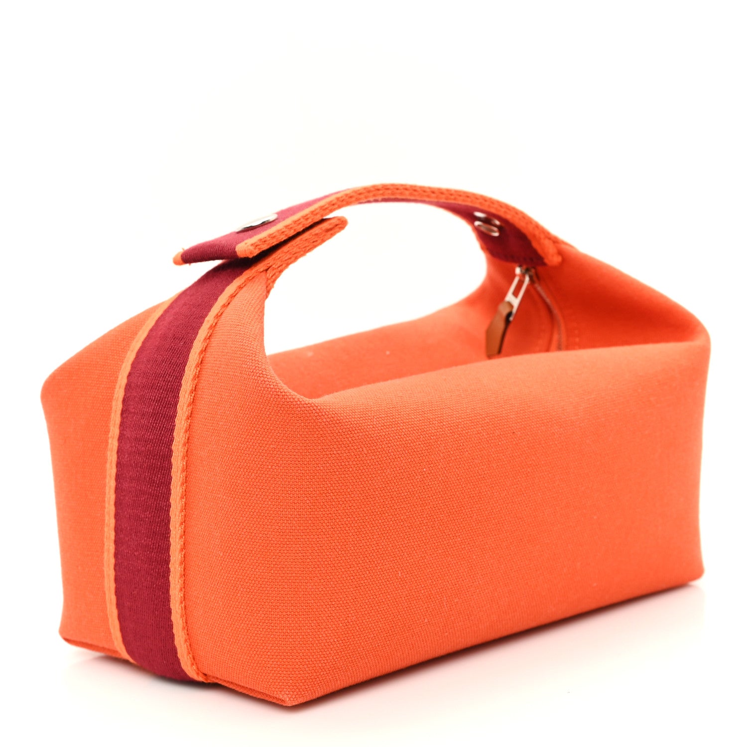 Hermes Canvas Small Bride-A-Brac Pouch Orange Burgundy 3 of 10