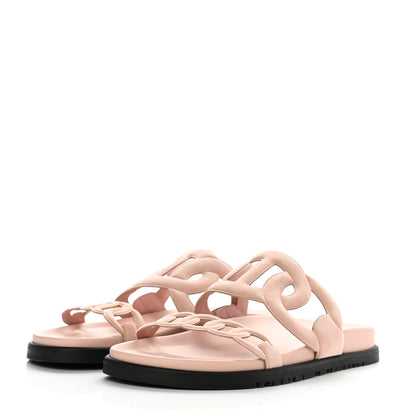 Hermes Suede Goatskin Extra Sandals 38 Rose Opaline 3 of 9