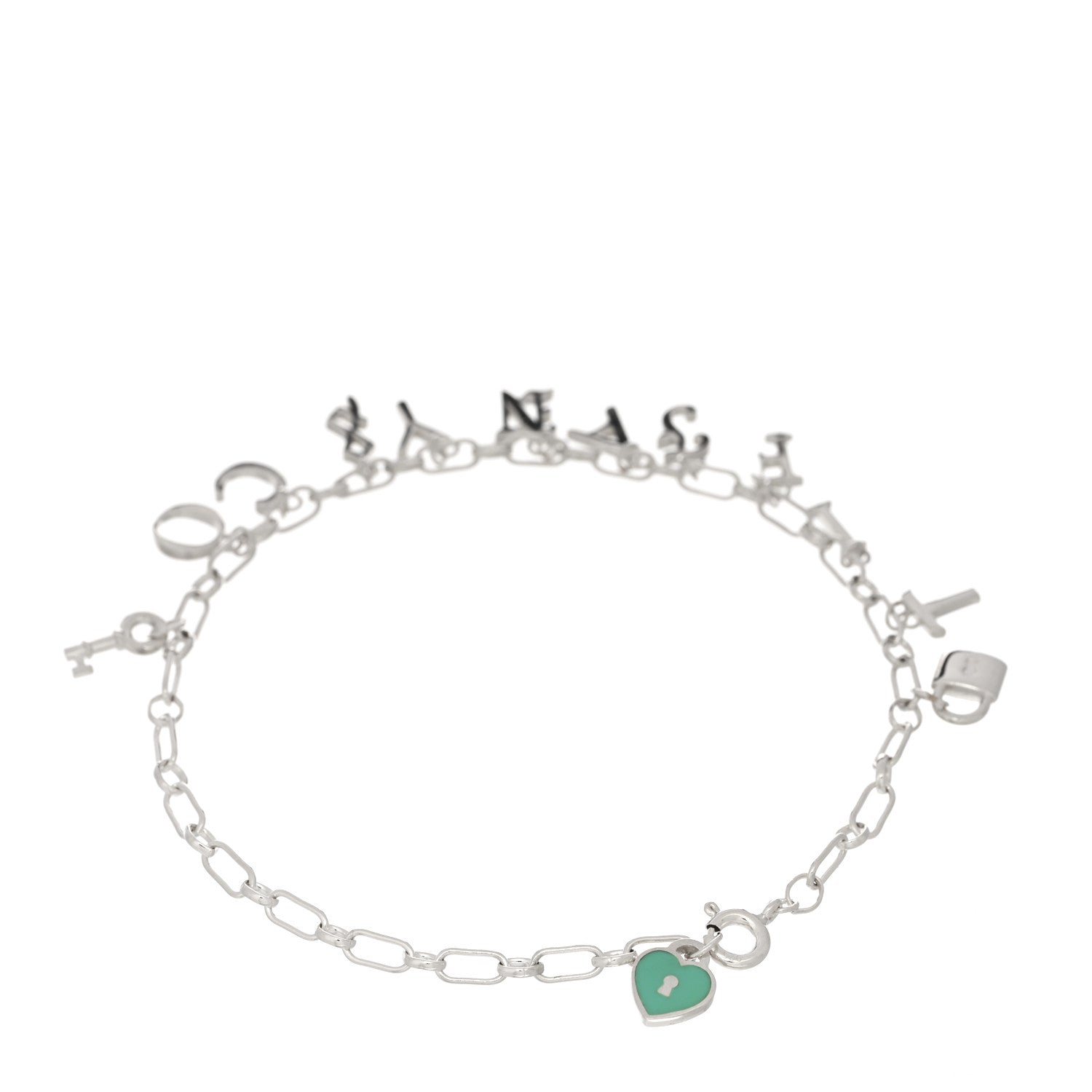 Tiffany Sterling Silver Enamel Love Notes Logo Charm Bracelet Blue 2 of 3