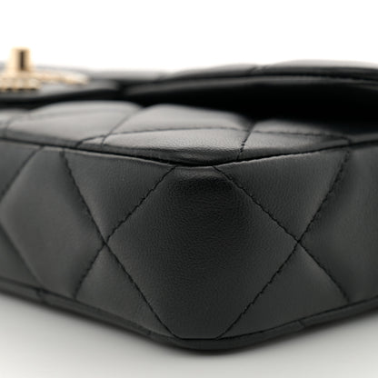 Chanel Lambskin Quilted Pearl CC Flap Clutch Black 10 of 11