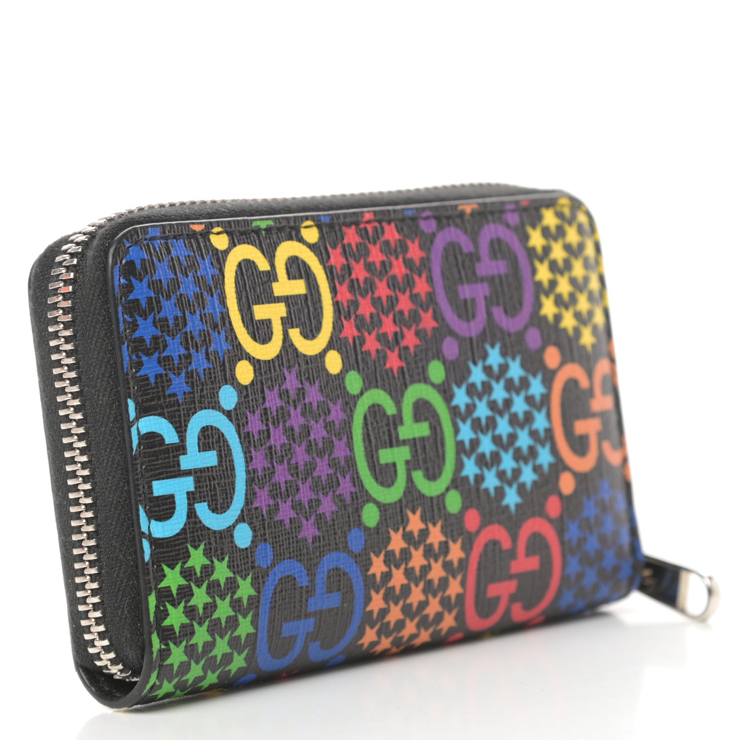 Gucci GG Supreme Monogram Psychedelic Zip Around Card Case Wallet Black 3 of 7