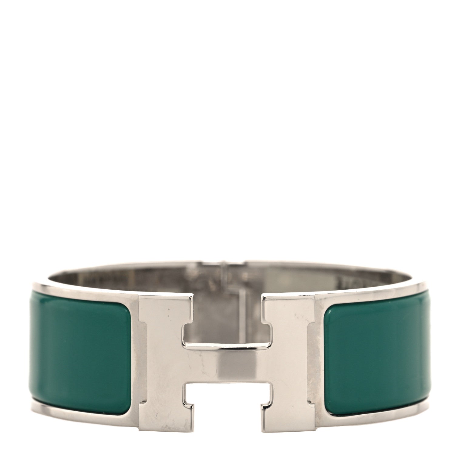 Hermes Enamel Wide Clic Clac H Bracelet PM Vert Bleuete 1 of 4