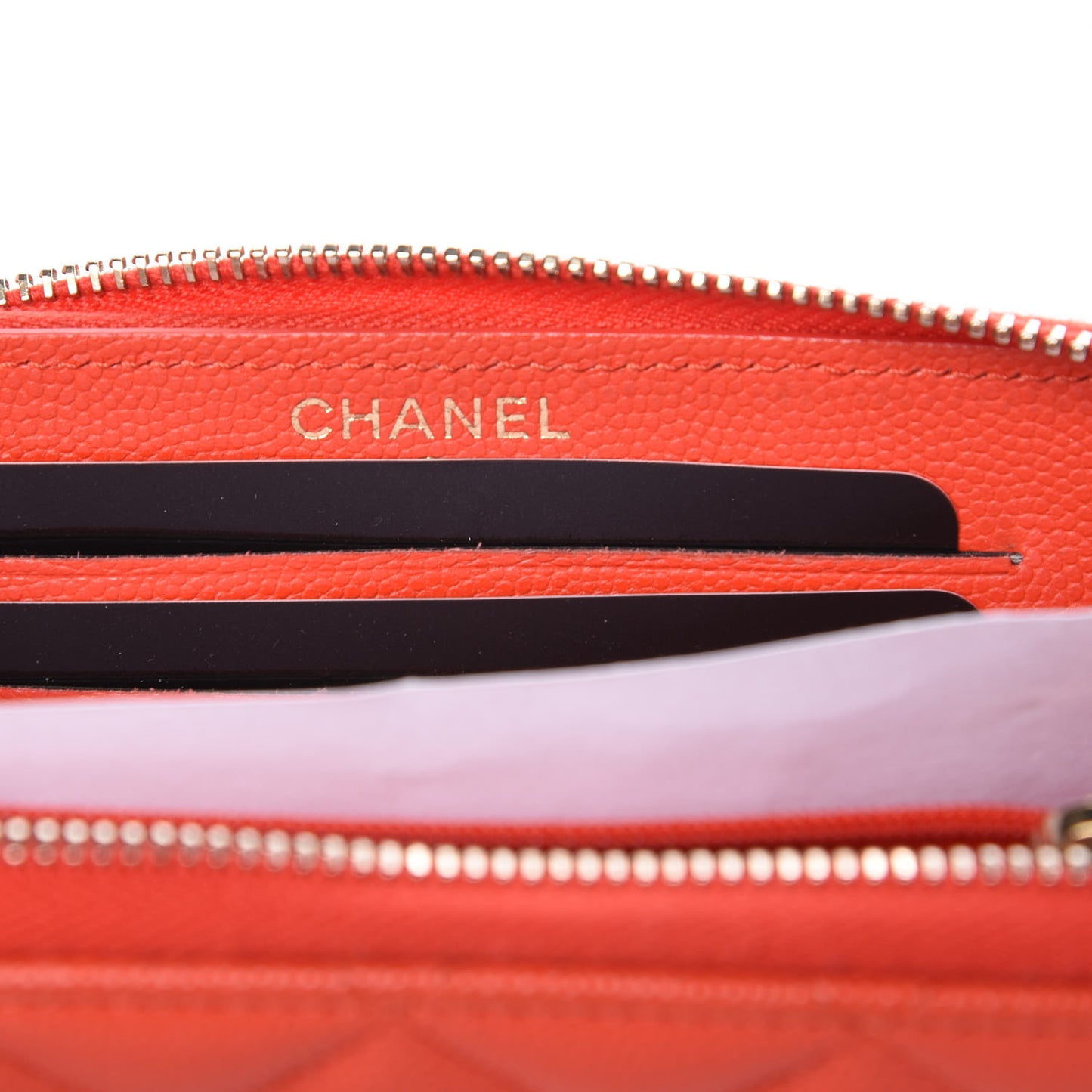 Caviar Quilted Small Zip Around Wallet Red