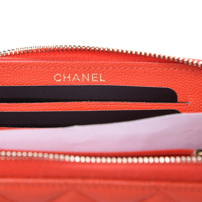 Chanel Caviar Quilted Small Zip Around Wallet Red 6 of 9