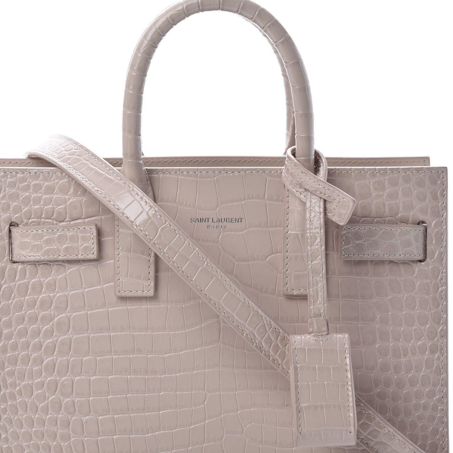Calfskin Crocodile Embossed Nano Sac De Jour Rose Antic