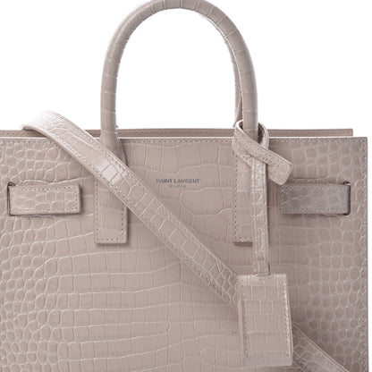 Saint Laurent Calfskin Crocodile Embossed Nano Sac De Jour Rose Antic 8 of 11