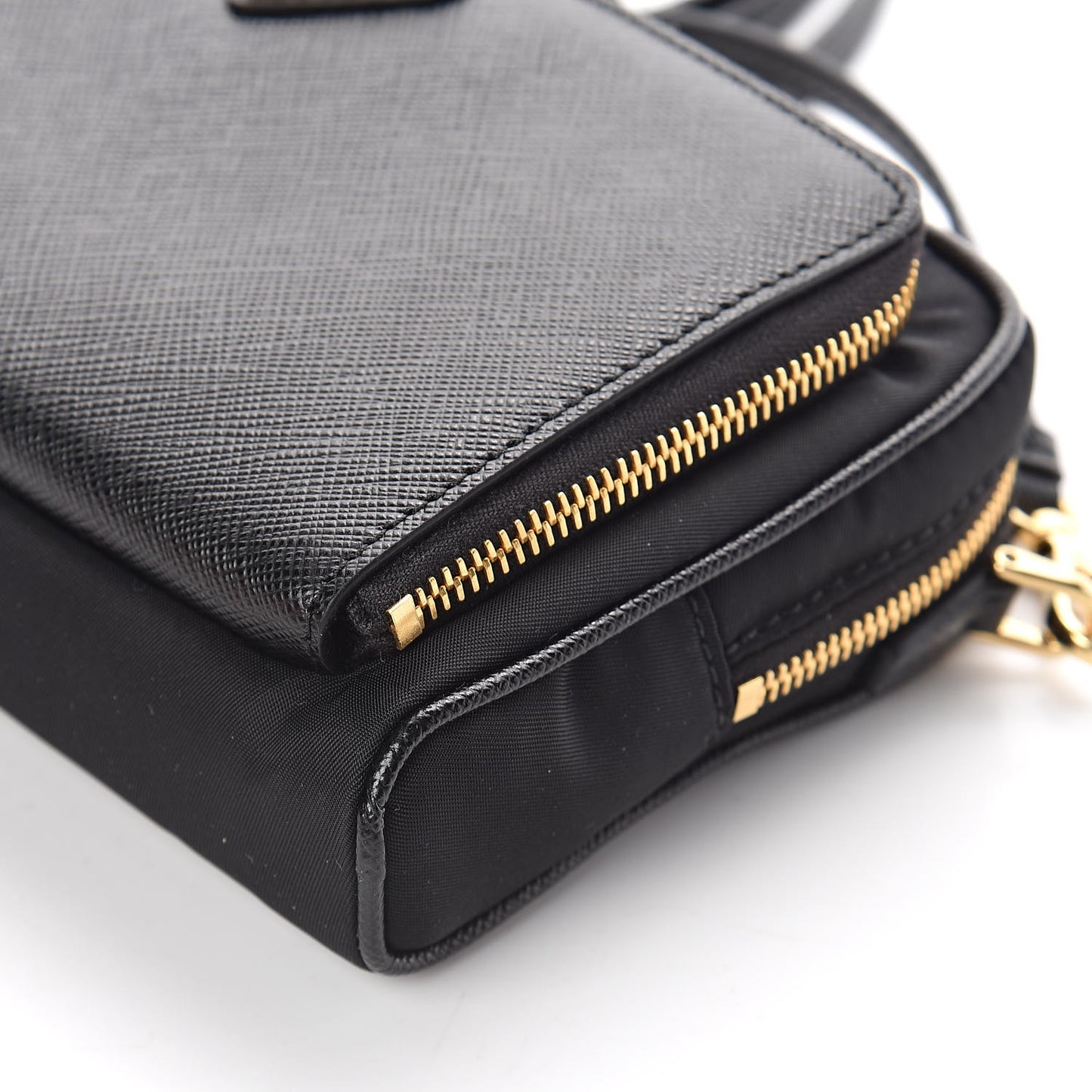 Saffiano Tessuto Nylon Vela Mini Crossbody Bag Black