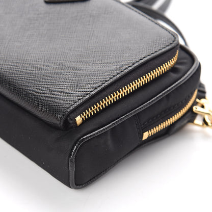 Prada Saffiano Tessuto Nylon Vela Mini Crossbody Bag Black 9 of 9