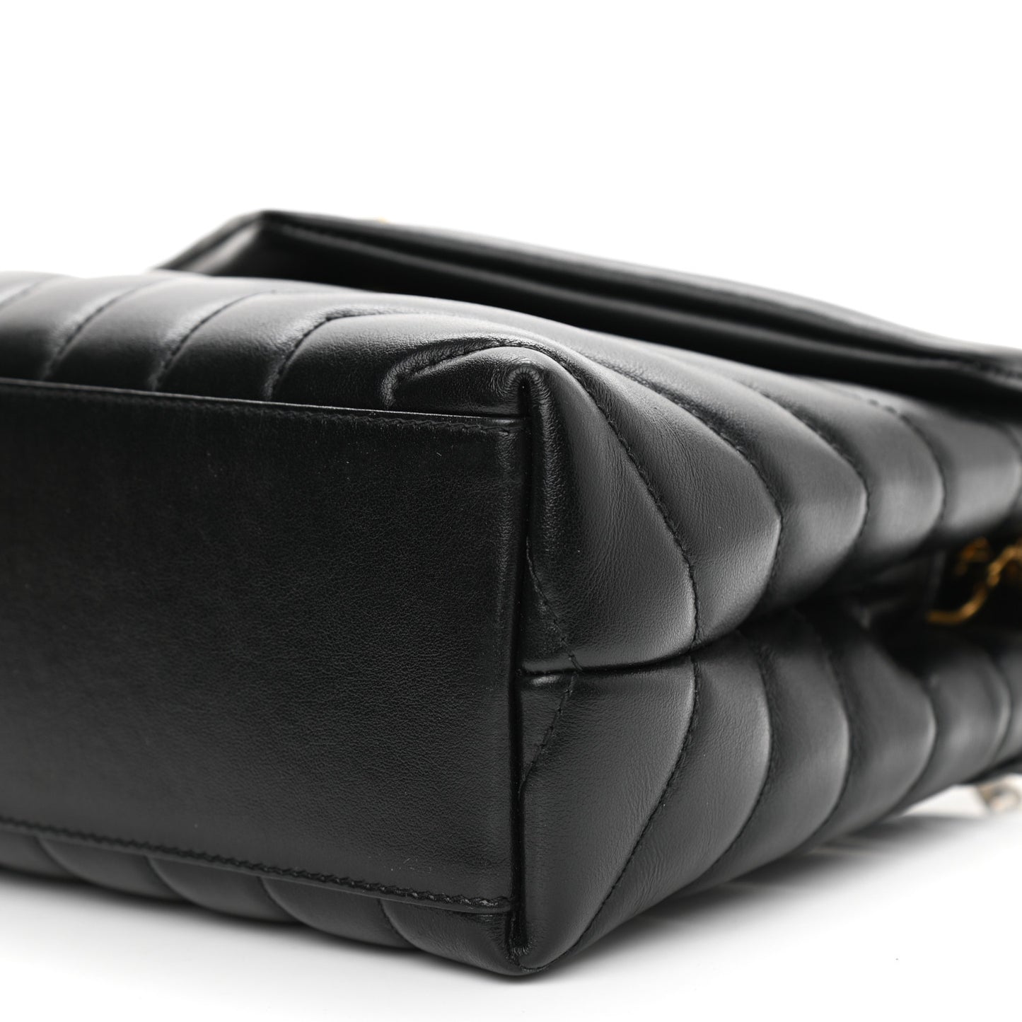 Calfskin Y Quilted Monogram Small Loulou Chain Satchel Black