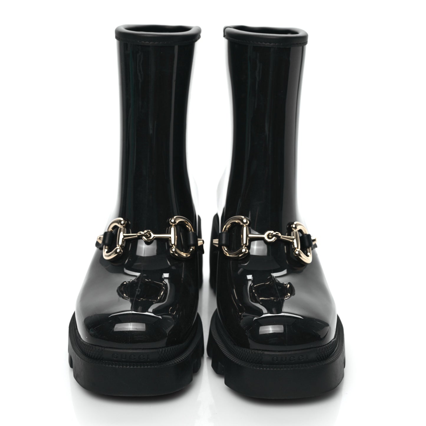 Rubber Womens Horsebit Ankle Boots 38 Black