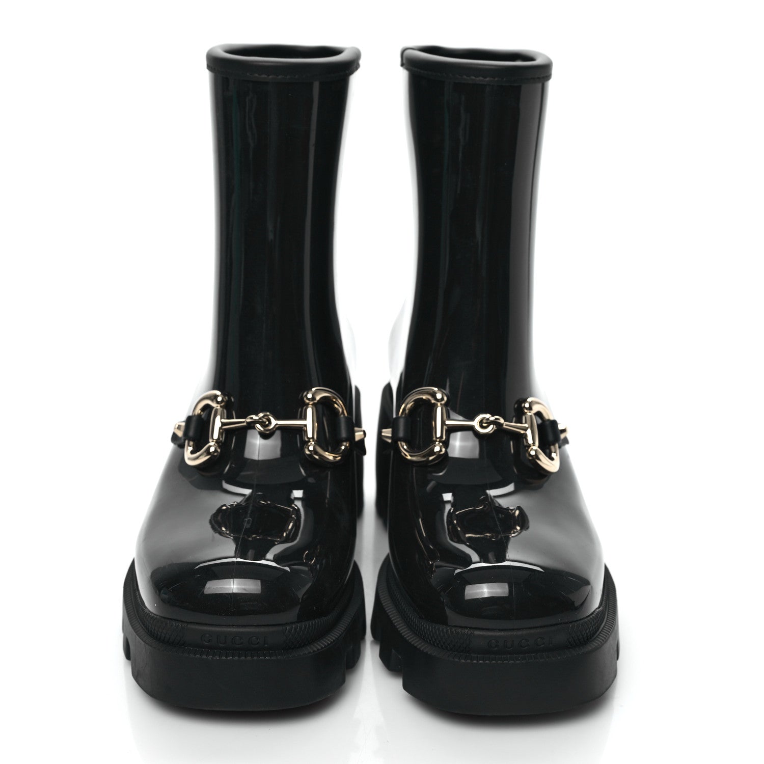 Gucci Rubber Womens Horsebit Ankle Boots 38 Black 2 of 7