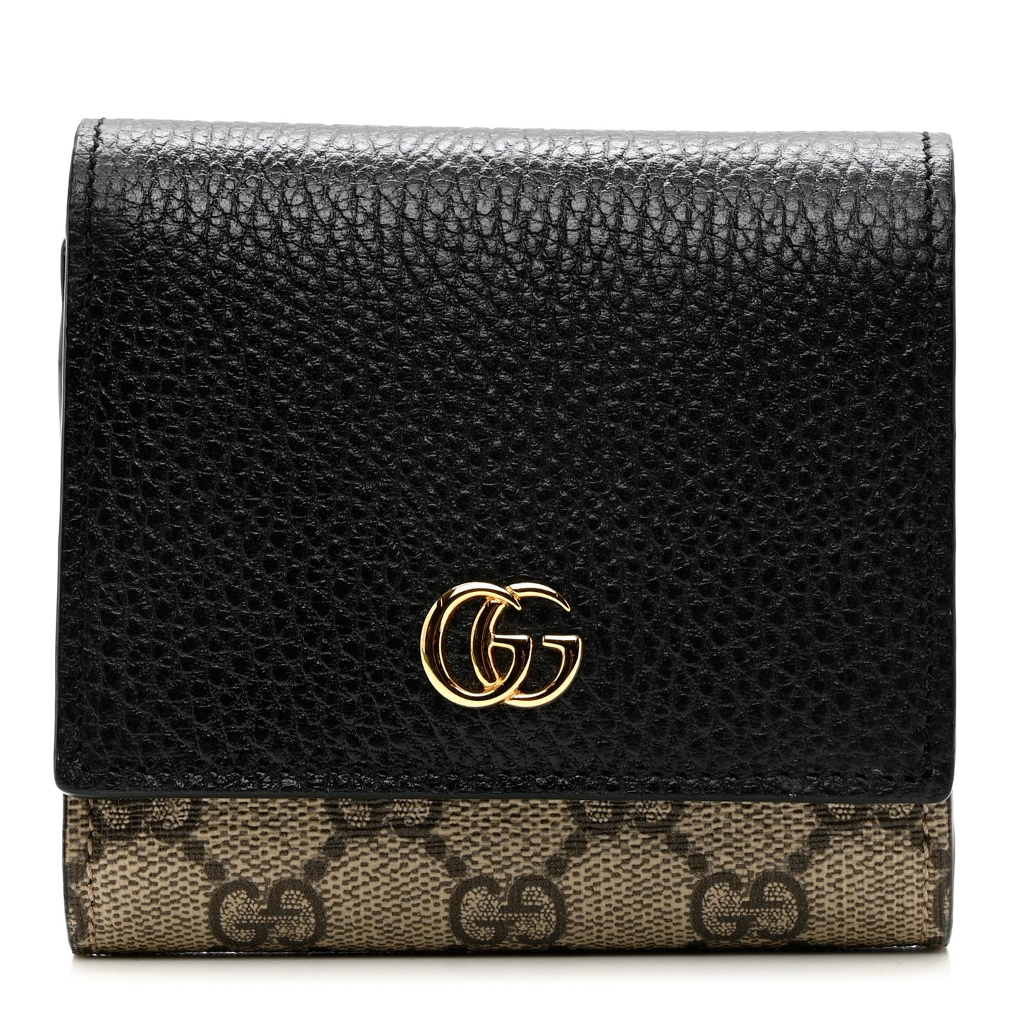 Dollar Calfskin GG Supreme Monogram Medium GG Marmont Wallet Black Beige Ebony