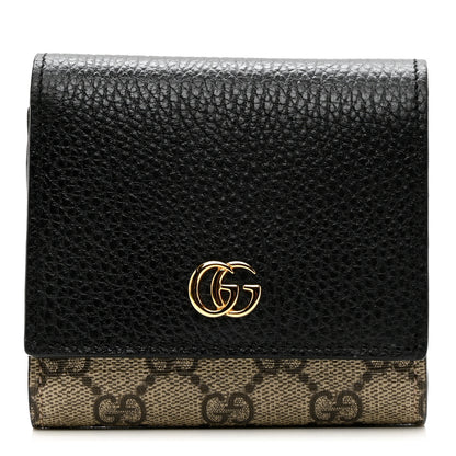 Gucci Dollar Calfskin GG Supreme Monogram Medium GG Marmont Wallet Black Beige Ebony 1 of 6