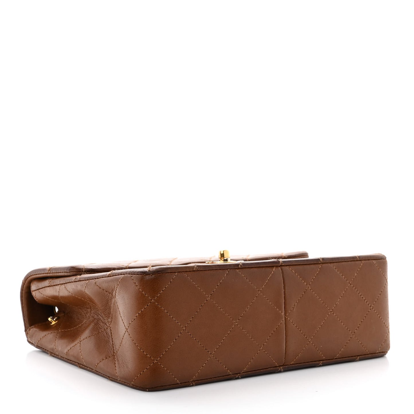 Lambskin Quilted Small Single Flap Brown