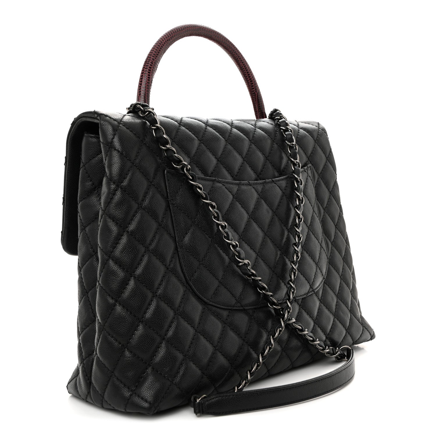 Chanel Caviar Lizard Quilted Large Coco Handle Flap Black 3 of 13
