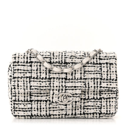 Chanel Tweed Quilted Mini Rectangular Flap White Black 1 of 12