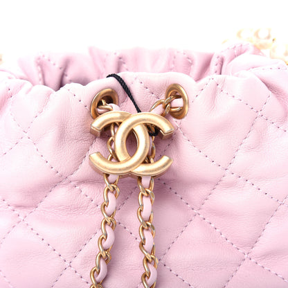 Chanel Calfskin Quilted Pearl Mini About Pearls Drawstring Bucket Light Pink 8 of 9