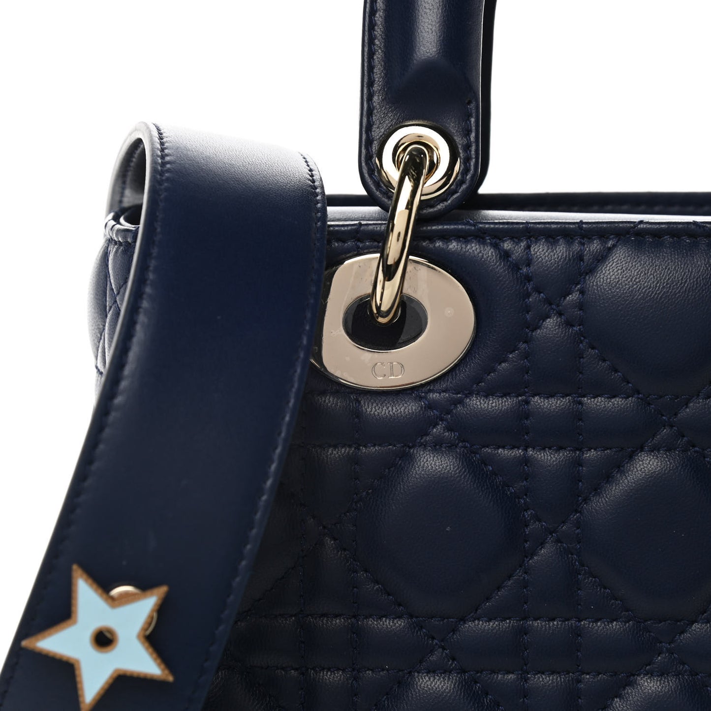 Lambskin Cannage Small Lucky Badges My Lady Dior Navy