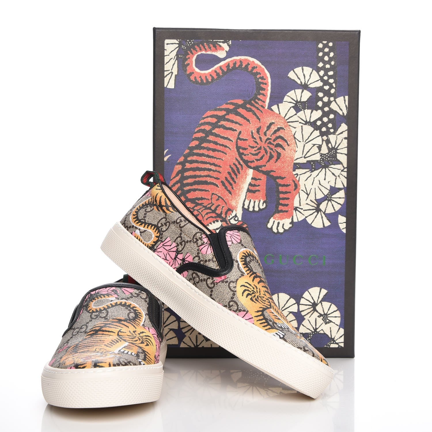 Gucci GG Supreme Monogram Bengal Womens Dublin Slip On Sneakers 38 Beige Pink 9 of 9