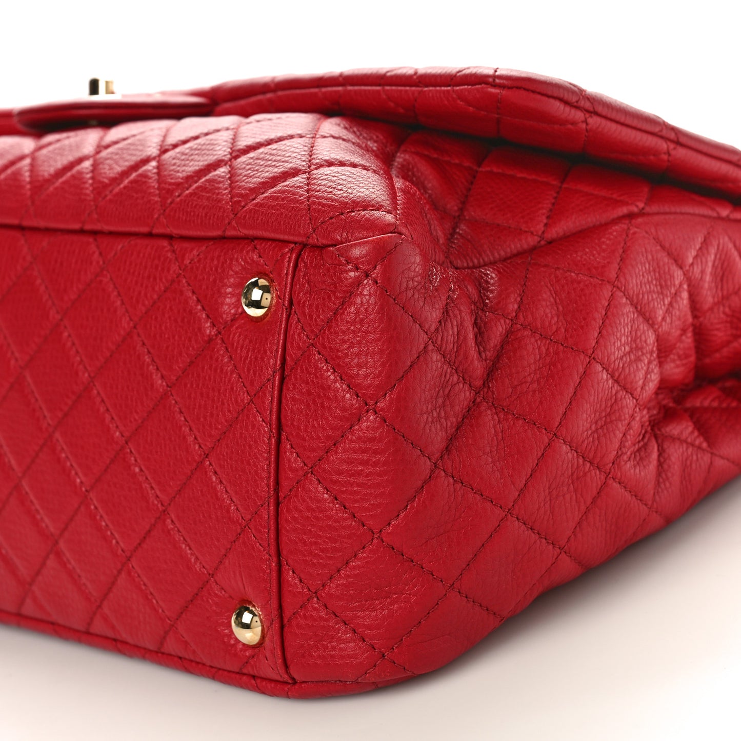 Calfskin Quilted XXL Travel Flap Bag Red