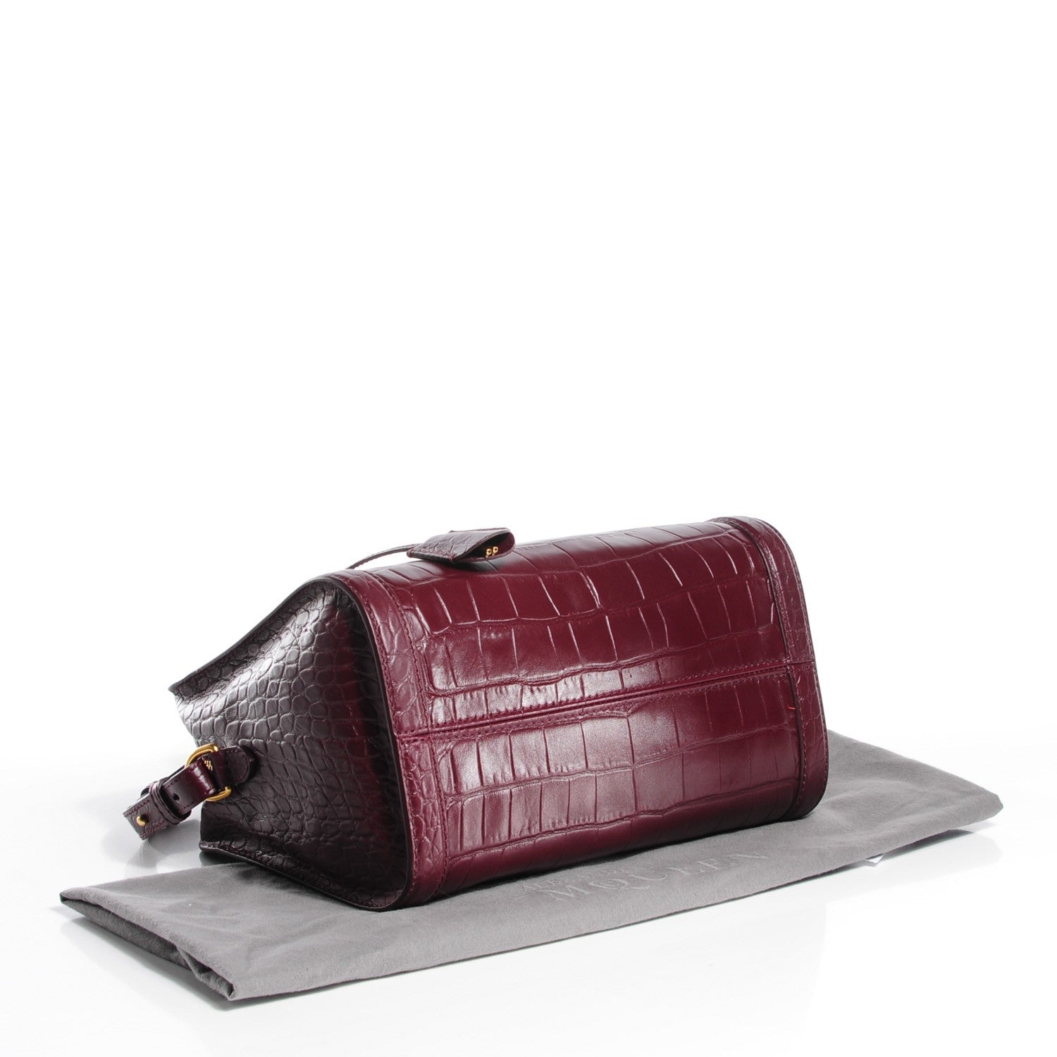Alexander McQueen Calfskin Crocodile Embossed Small Skull Padlock Zip Around Tote Bordeaux 4 of 9