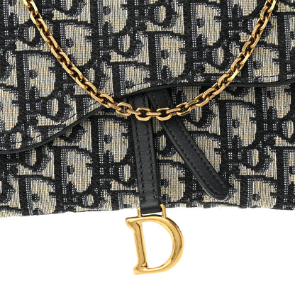 Christian Dior Oblique Saddle Chain Wallet Blue 8 of 10