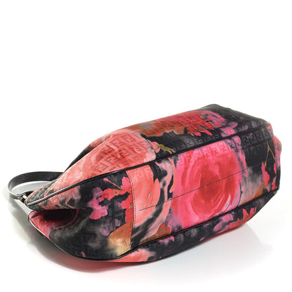 Fendi Zucchino Vitello Floral Forever Shoulder Bag Black Multicolor 4 of 7