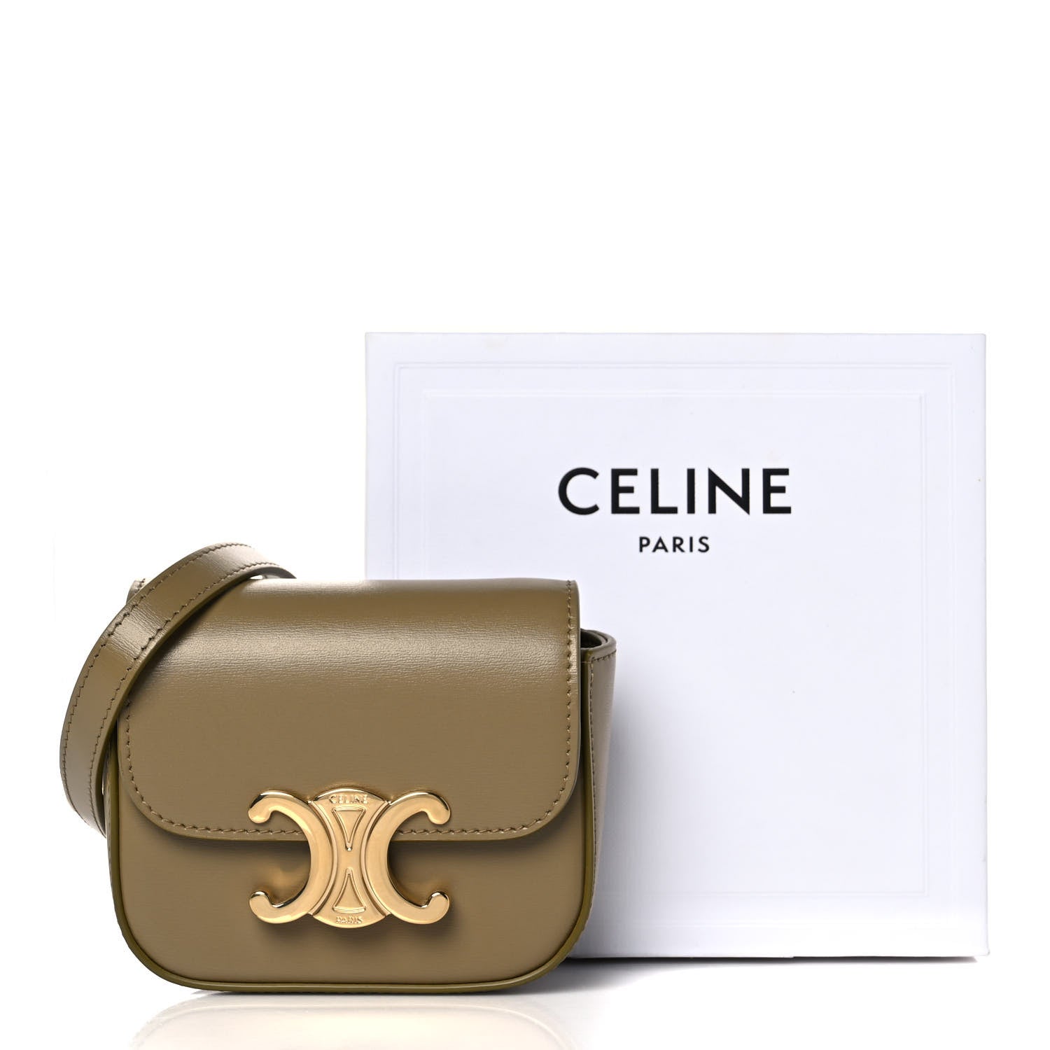 Celine Shiny Calfskin Mini Triomphe Olive 14 of 14