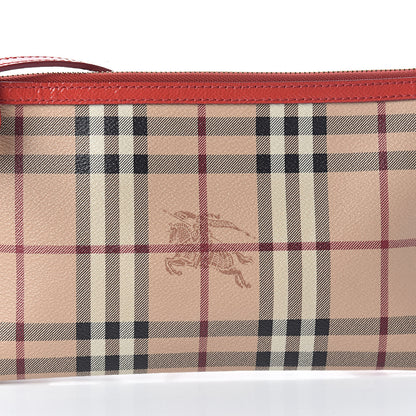 Burberry Haymarket Check Small Peyton Crossbody Clutch Bag Red 7 of 9