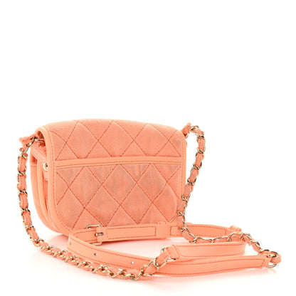 Chanel Denim Quilted Mini Messenger Flap Orange 3 of 14