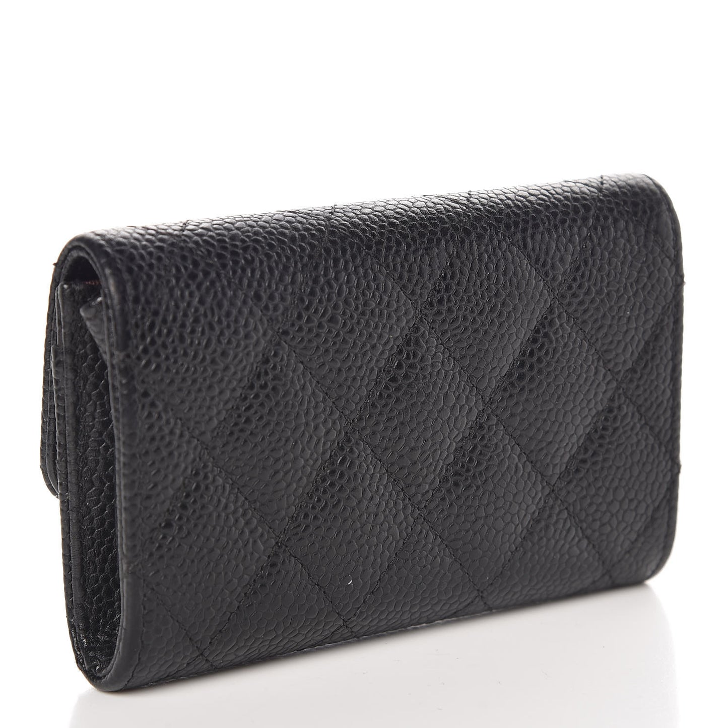 Caviar Quilted Flap Card Holder Black