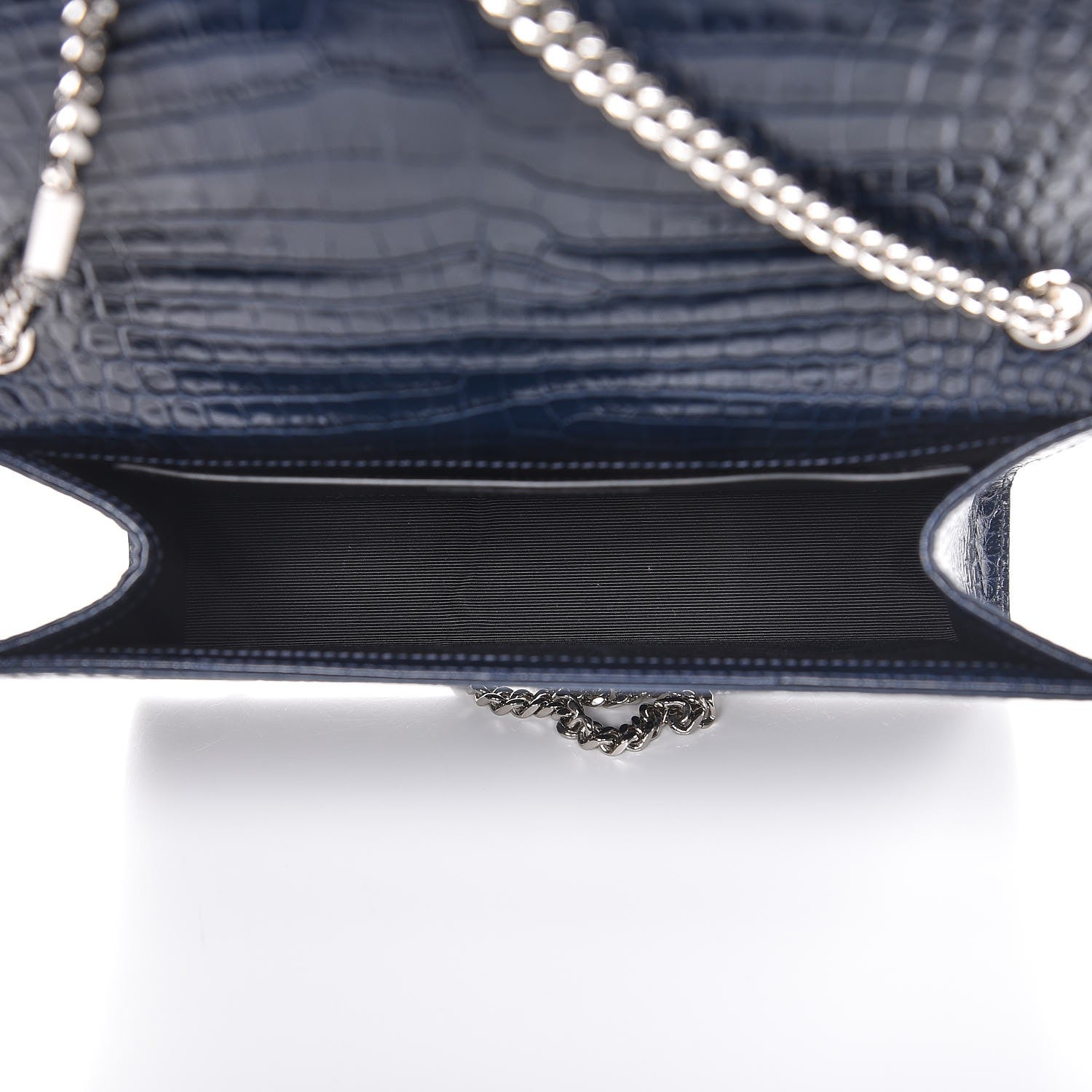 Saint Laurent Calfskin Crocodile Embossed Medium Classic Monogram Kate Tassel Satchel Blue Sapphire 5 of 12