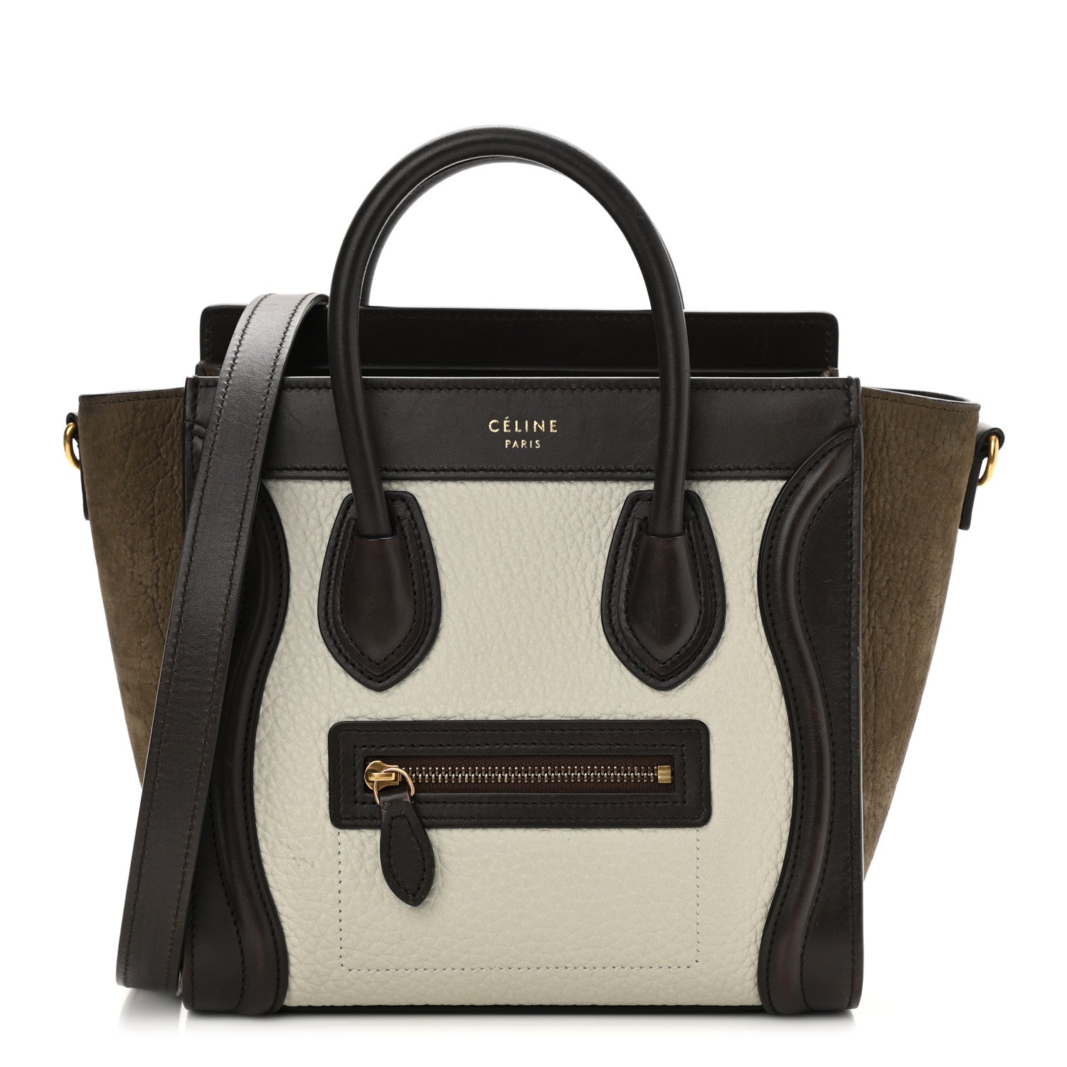Celine Bullhide Calfskin Suede Nano Tri-Color Luggage White 1 of 9