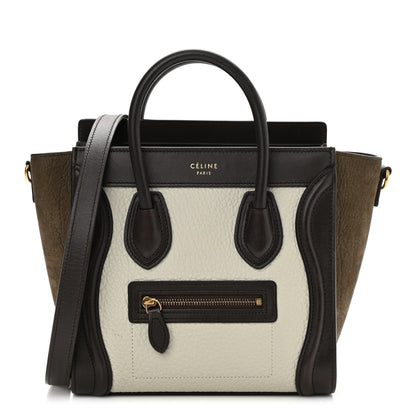Celine Bullhide Calfskin Suede Nano Tri-Color Luggage White 1 of 9