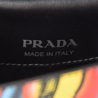 Prada City Calfskin Severine Banana Print Flap Giallo Black 6 of 6